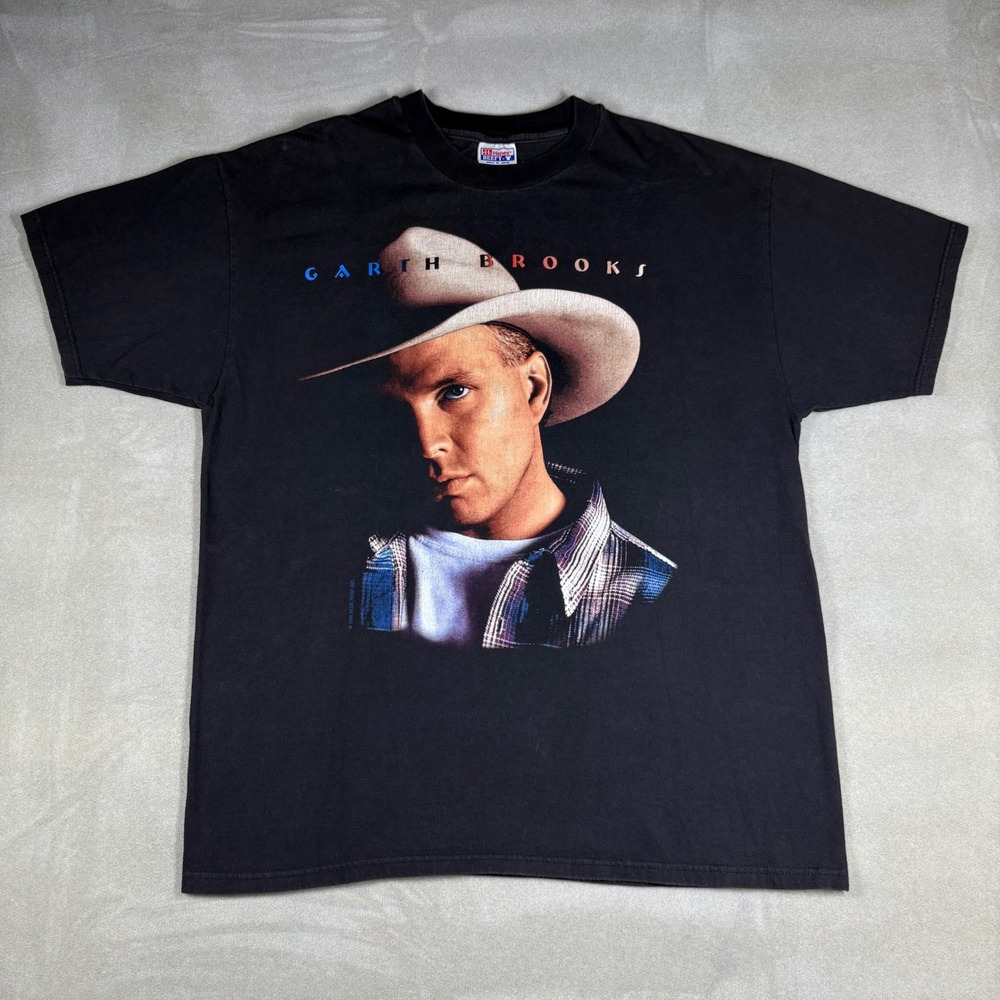 Vintage 1998 Garth Brooks World Tour Hanes Beefy T Shirt XL Black Country Music